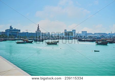 Museum Island Opens The Perfect View On The Harbor With Dhow Boats, Corniche Promenade And Modern Bu