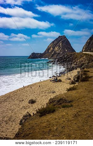 Scenic View Of The Point Mugu Rock Along Pacific Coast Highway, Point Mugu, California