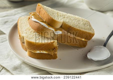 Homemade Fluffernutter Marshmallow Peanut Butter Sandwich