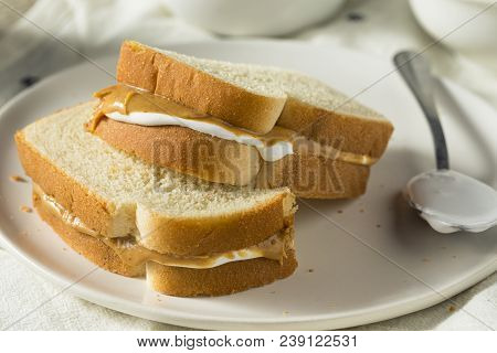 Homemade Fluffernutter Marshmallow Peanut Butter Sandwich