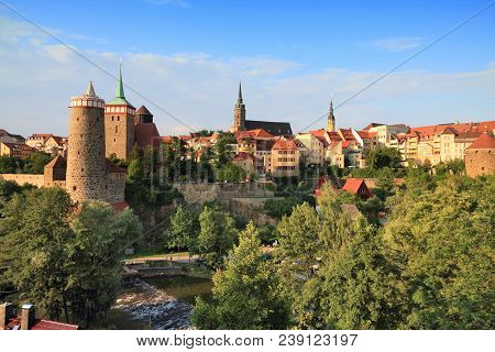 Bautzen (budysin) - Town In Saxony (sachsen) Land In Germany. Sunset Light Townscape.