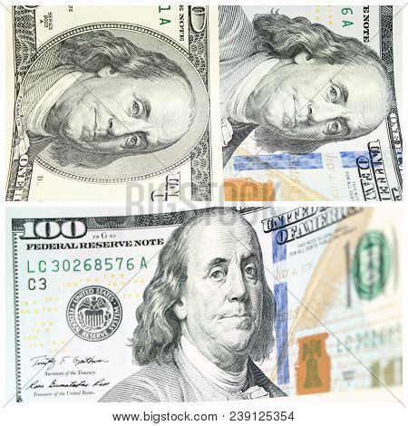 Collage With Fragments Of Hundred Dollar Banconotes