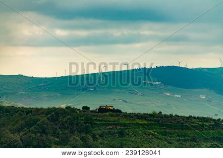 Sky And Grass Background, Fresh Green Fields Under The Blue Sky In Spring