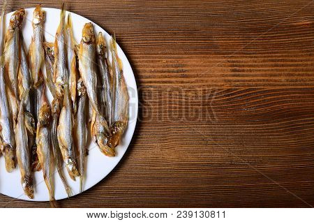 Russian Snack . Beer And Dried Fish Rime, Solar, Bones, Vintage Liquid