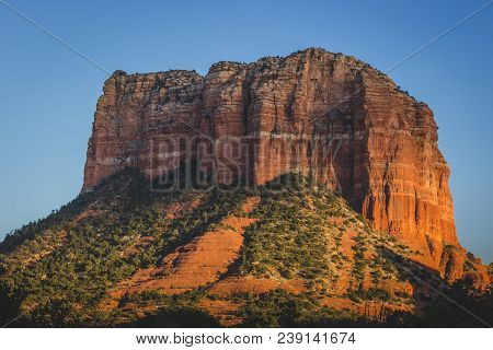 Impressive Courthouse Butte Rock Formation Standing Tall At Sunset, With A Prominence Of 971 Feet (2