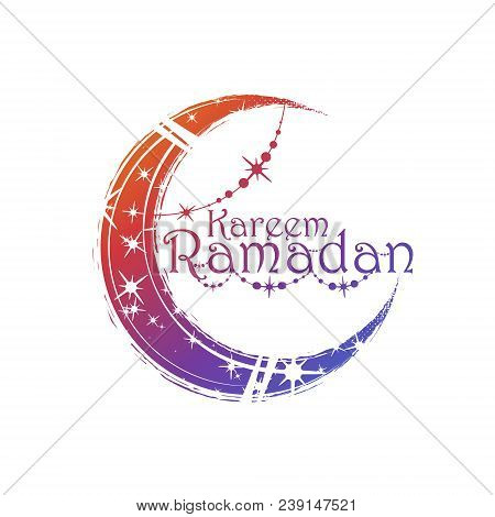 Ramadan Kareem Islamic Greeting Arabic Calligraphy And Moon With A Pattern And Decoration