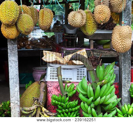 Open Air Fruit Market In The Village In Bali, Indonesia