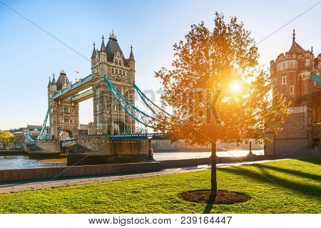 The London Tower Bridge At Sunrise