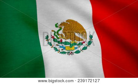 Mexico Flag. Mexican Flag Waving In The Wind. Background Seamless Looping Animation.