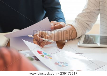 Co Working Team Meeting Concept: New Genaration Business People Working And Studying Together Use Di