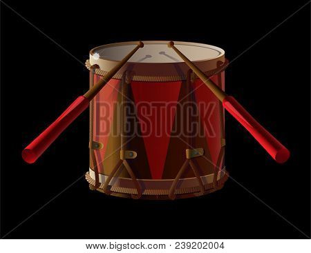 2d Game Design Icon For Medieval Military Topic Decorative 3d Big Ancient Old Drum With Drumsticks F