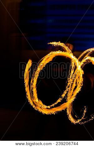 Fire Dancers Swing Fire Dancing Show Fire Show Dance Man Juggling With Fire