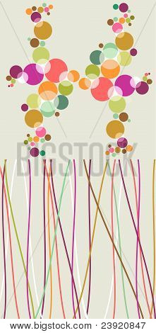 Pop barevné bubliny a čáry pozadí.