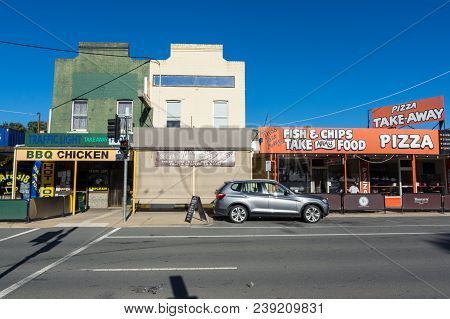 Nagambie, Australia - March 12, 2018: High Street Is The Main Street Running Through Nagambie In Shi
