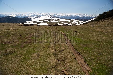 Mountains Of French Pyrenees Between Ascou And Camurac