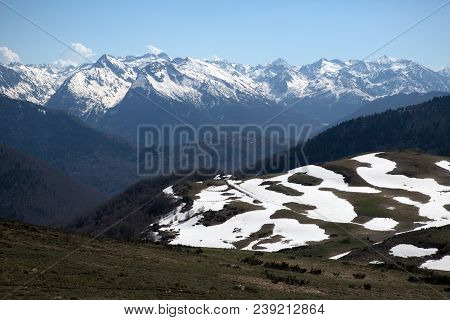 Mountains Of French Pyrenees Between Ascou And Camurac