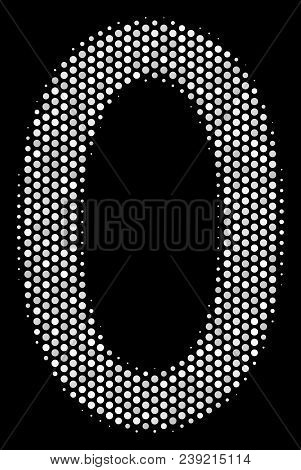 Dot White Zero Digit Icon On A Black Background. Vector Halftone Concept Of Zero Digit Symbol Organi