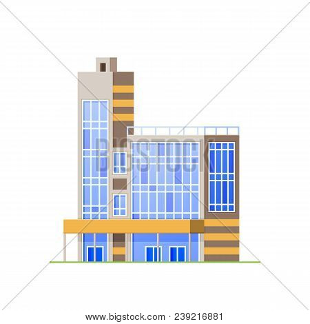 Urban Skyscraper Office Building, High-rise Architectural Structure. Retail Urban Mansion. Town Exte