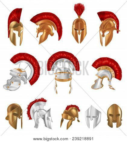 Realistic Spartan Ancient Greek, Roman Helmet. Silver And Bronze Protective.
