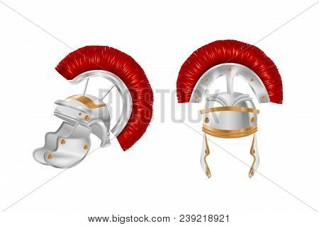 Realistic Spartan Ancient Greek, Roman Helmet. Silver Protective Headgear.