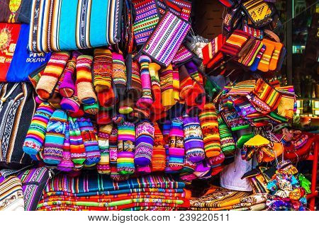 View On Indigenous Clothes On Market In La Paz - Bolivia