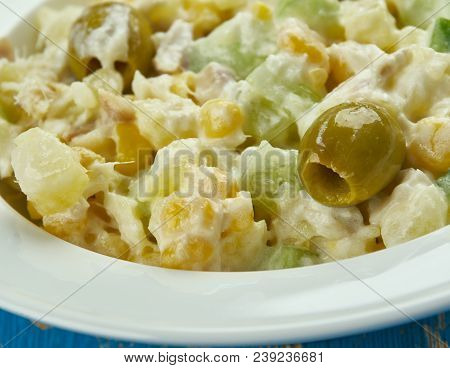 Ensalada De Bacalao, Traditional Catalan Salad Close Up