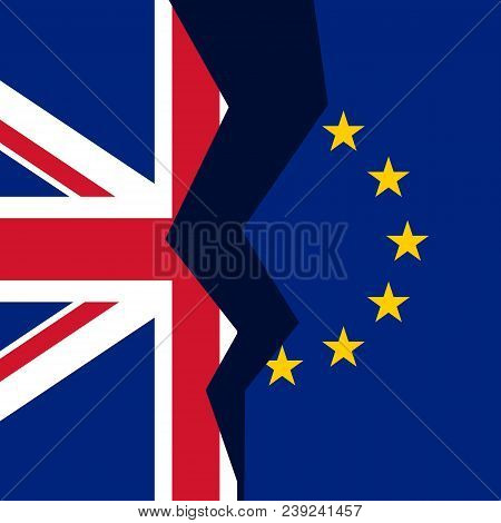 United Kingdom And European Union Broken Flag Concept