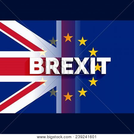 Uk And Eu Flag With Brexit Text