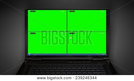 Laptop Monitor 4 Cctv Display Dark Background