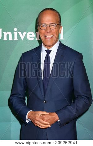 LOS ANGELES - MAY 2:  Lester Holt at the NBCUniversal Summer Press Day at Universal Studios on May 2, 2018 in Universal City, CA