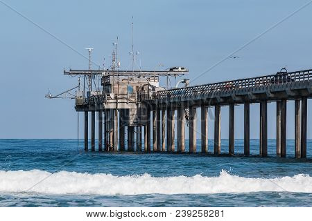 View Of Research Facilities On A Concrete Pier In La Jolla, California.