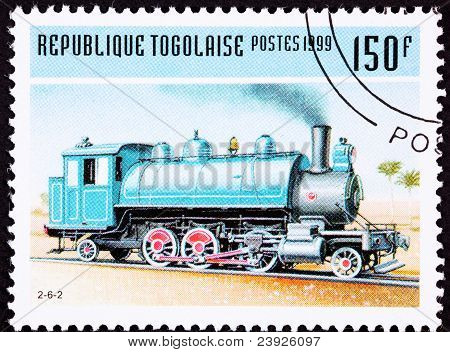 İptal edilen Togo tren pul eski demiryolu buhar motoru lokomotif