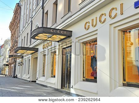 Moscow, Russia - May 02: Gucci Flagship Store, Petrovka Street, Moscow On May 2, 2018.