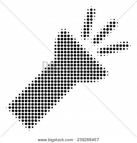Dotted Black Electric Torch Light Icon. Vector Halftone Collage Of Electric Torch Light Symbol Combi