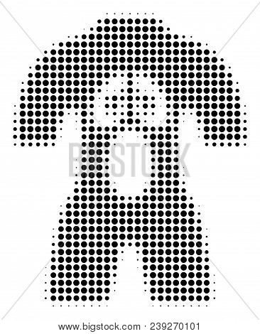 Dotted Black Human Anatomy Icon. Vector Halftone Pattern Of Human Anatomy Symbol Designed Of Round I