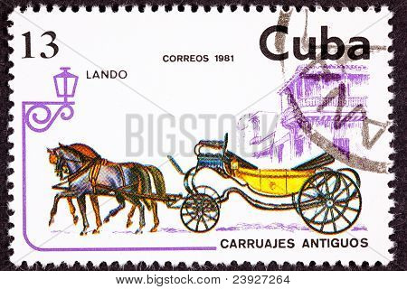 컨버터블 란 다우 마차를 당겨 쿠바 우표 말 팀 취소