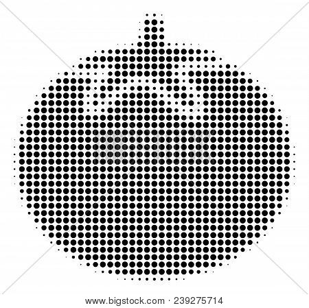Dot Black Tomato Vegetable Icon. Vector Halftone Concept Of Tomato Vegetable Symbol Organized From R