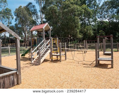 Suburban Playground At Gardiners Creek In Burwood In Suburban Melbourne, Australia.
