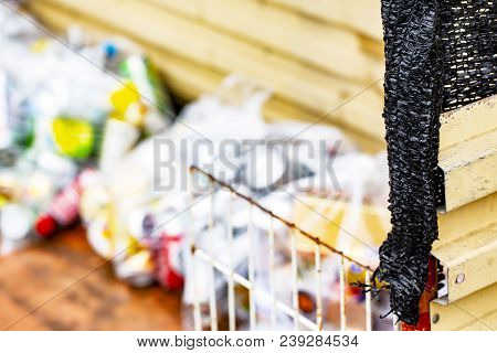Bokeh White Garbage Isolated At Side Road In The Garbage Disposal Area