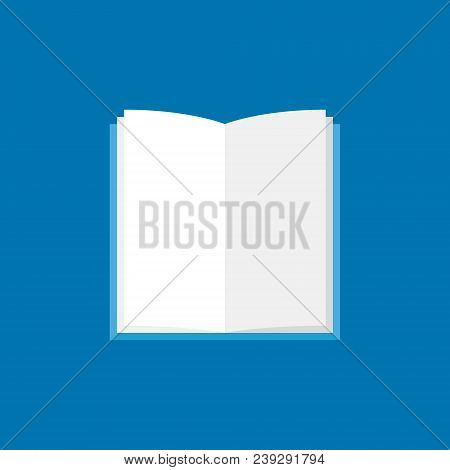 Open Book Icon. Vector Flat Blue Book With White Pages Symbol Or Design Element