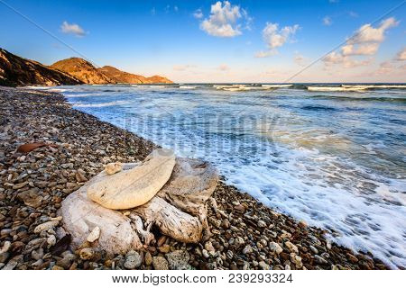 Evening on an empty beach on the island of Virgin Gorda, BVI