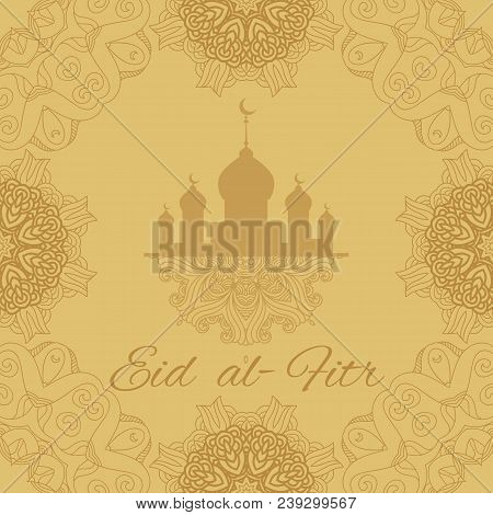 Eid Al- Fit- Textr.ramadan Kareem Greeting  Card, Poster, Banner.ramadan Kareem Greeting Card, Banne