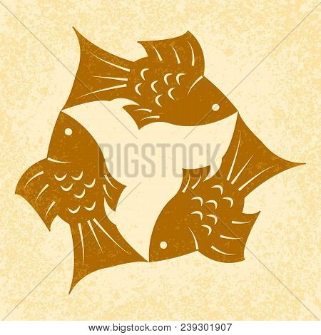 Trinity Sunday. The Concept Of A Religious Christian Holiday. Three Fish, Located Symmetrically. On 