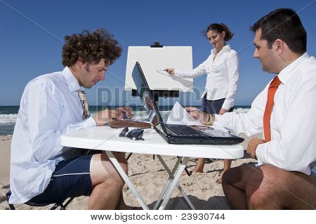 Business-Meeting am Strand
