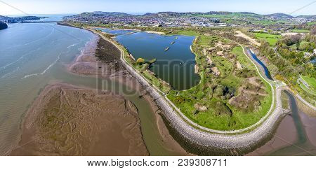 Aerial View Of The Conwy Rspb Nature Reserve Area In North Wales - United Kindom