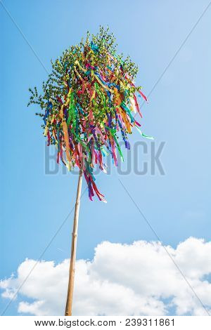 Looking Up At May Pole. Symbolic Object.