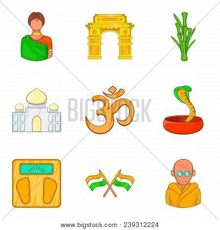 Yoga Place Icons Set. Cartoon Set Of 9 Yoga Place Vector Icons For Web Isolated On White Background