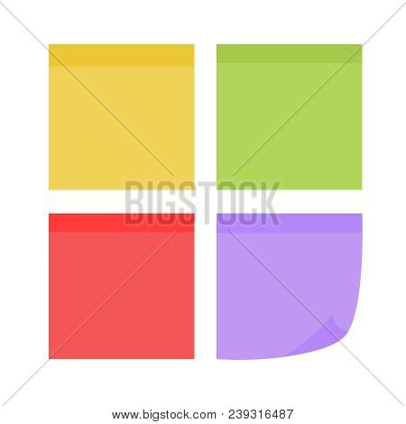 Multicolor Notes Post. Colored Sticky Note Set. Post Note Paper Vector