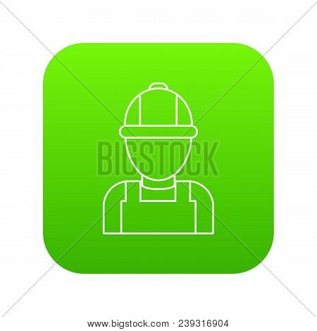 Man Mechanic Icon Green Vector Isolated On White Background