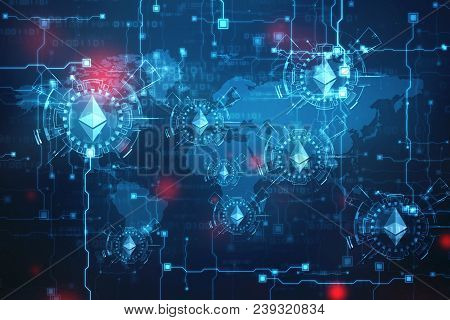 Cryptocurrency Ethereum Digital Money And Global Network Connection Abstract Background Design Illus